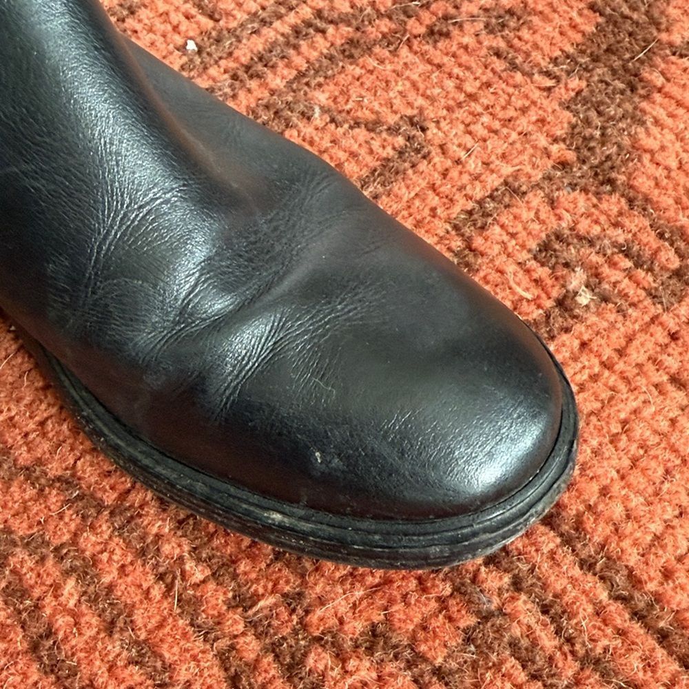 Tory Burch Black Leather Knee-High Riding Boots with Gold Logo - Picture 4 of 11